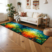 Colorful Leaf Branch Runner Rugs for Hallway, 3.3x10ft, Colorful Botanical Printed Pattern Entrance Carpets, Machine Washable Fade Resistant Home Decor Mats for Bedroom