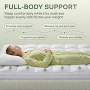 Thick Full Mattress Topper with 20" Deep Pocket Viscose Derived from Bamboo, Ultra Plush & Soft Mattress Pad, Pillow Top, Full Body Support, White