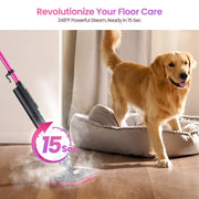 Steam Mop for Hard Floors, 15s Fast Heat-Up, Compact 3 Steam Modes, 15s Heat-Up, 248°F Steam, Up to 37 Min Steam Time, Hardwood Floors & Carpets, Self-Standing, Chemical-Free