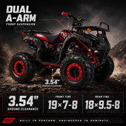 125cc ATV 4 Wheels Quad 125 ATV Quads with LED Lights, Big 19"/18" Tires!(Black, Factory Package)