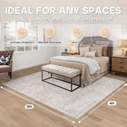 8x10 Area Rugs for Living Room Bedroom Dining Room Washable Beige White