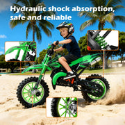 50cc Dirt Bike, 2-Stroke Gas Dirt Bike for Kids 8-14, Green