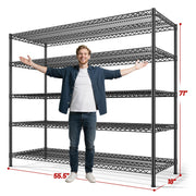 3200LBS Storage Shelves 55.5" W Garage Shelving Heavy Duty 5 Tier Adjustable Wire Shelving Unit Metal Shelving for Garage Pantry Commercial Basement,55.5" W X 18''D X 71" H
