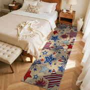 4th of July Patriotic Stars Kitchen Runner Rugs, 3x10ft, Independence America Stars Memorial Day Front Door Mat, Non Slip Rubber Backing Machine Washable Entryway Hallway Floor Decor Carpet