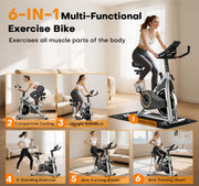 Exercise Bike, Magnetic Resistance Stationary Bikes for Home with App Compatible, Silent Indoor Cycling Bike with 350lbs Weight Capacity Comfortable Seat, Digital Monitor & Phone Mount