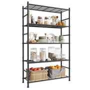 5-Tier Storage Shelves, Adjustable Metal Wire Shelving Unit Heavy Duty Utility Rack for Kitchen, 11.8 x 31.5 x 56.7 Inches, Matte Black, DAVIAN Collection UBSC285BD01