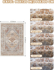 Washable Rugs 8x10 Area Rugs for Living Room, Orange
