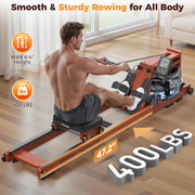 8-Level Foldable Magnetic Rowing Machine, LCD Monitor, Standard Seat, Black, 300 lb Capacity 275