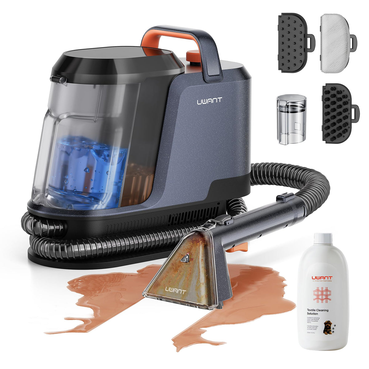Carpet Cleaner Machine 18Kpa Portable Carpet Cleaner for Cars Couch, 2in1 Water Tank Upholstery Cleaner, Spot Cleaner with Cleaning Tools, 2.4 Liter Set of 1