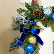 Pre-lit 6 Feet/72 Inch Christmas Garland, Blue & White Lighted Garland with 50 LED Lights for Indoor Outdoor Xmas Decor Holiday Decorations, Battery Operated (Batteries NOT Included)
