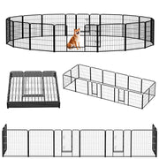 Dog Playpen Indoor 32 Inch 16 Panels, Metal Outdoor Dog Fence Pen Heavy Duty Metal Exercise Pen, Foldable Portable, RV Camping, Yard Garden, Small Medium Dogs Pet Pen