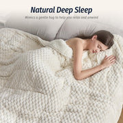 Fleece Weighted Blanket for Adults 60" x 80" 15lbs Fuzzy Blankets, White Soft Queen Size Sherpa Weighted Blankets, 3D Imitation Turtle Shell Warm Jacquard Flannel Heavy Blanket for Couch and Bed