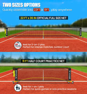 Portable Pickleball Net Set, 22 FT Regulation Size Pickle Ball Net with Ball Collector, 4 Balls and Carry Bag, Easy Setup for Outdoor Indoor Driveway