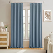 Extra Wide Blackout Curtains 102 Inches Long, Pinch Pleated Curtain for Sliding Door/French Door Room Divider Panels for Living Room 100 Inch Width 100x102 Grey
