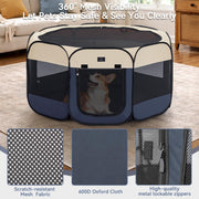 40.55-in Dog Playpen for Small Dogs & Puppies, Foldable Includes bowl, waterproof floor, pop-up design, home/travel/outdoor use