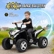 Kids Electric ATV 4 Wheeler, 24V Ride On Toy for Big Kids, White