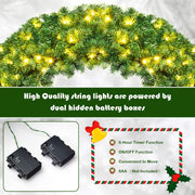 48 Inch Large Pre-Lit Christmas Wreath, Battery Operated Winter Wreaths for Front Door with 200 LED Lights and Timer, Lighted Artificial Hanging Xmas Wreath for Windows Wall Mantel Home Decor