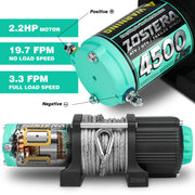 4500lbs ATV/UTV Winch with Synthetic Rope, Electric Boat Trailer Winch 12V, Waterproof Winch with 2 Wireless Remotes &Wired Switch,with Mounting Plate,Aluminium Fairlead