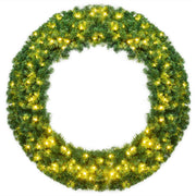 48 Inch Large Pre-Lit Christmas Wreath, Battery Operated Winter Wreaths for Front Door with 200 LED Lights and Timer, Lighted Artificial Hanging Xmas Wreath for Windows Wall Mantel Home Decor