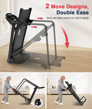 Treadmill for Seniors with Long Handrail-Walking Treadmill for Home