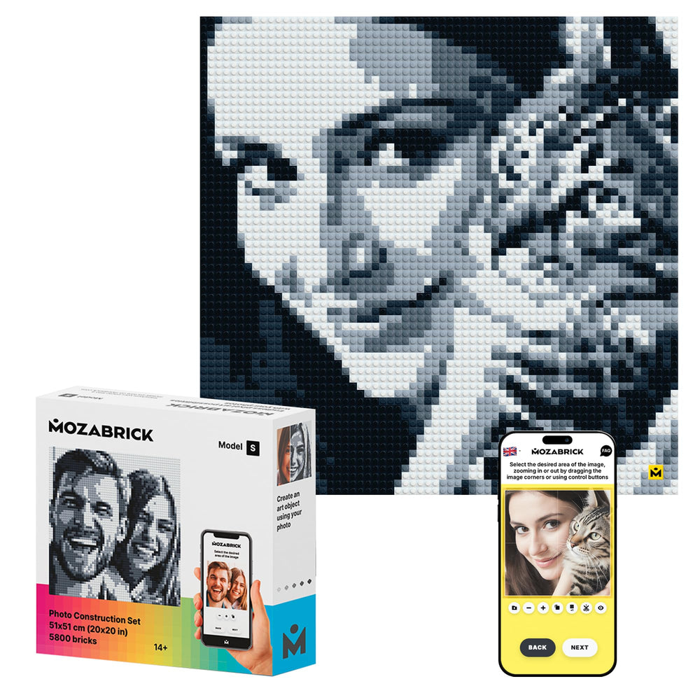 Building Set Model S | Craft Kit for Adults |Custom Photo Mosaic that Turns Any Picture into a Pixel Art Made from Building Blocks | Personalized Wall Art and Original Gift
