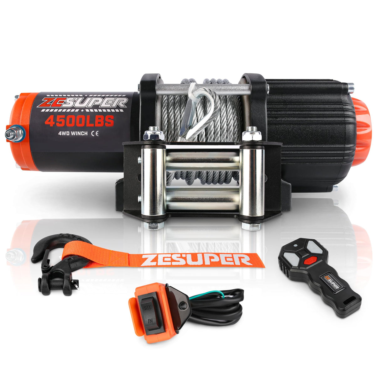 4500 lb Electric Winch Steel Cable 12V IP67 for ATV UTV Trailer SUV