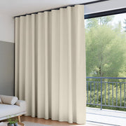 Room Divider Blackout Curtains & Ceiling Curtain Track Set Wall Mount Extra Wide Track Curtains Flexible Sliding Curtain Rod Room Separation Privacy（W 216 x H 96 in Beige Drape & Black Rail）