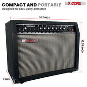 Guitar Amp 50 Watt Electric Amplifier w Built in 8" Speaker Aux Headphone Jack Portable Mini Practice Amps w Gain Bass Treble Volume and Middl