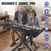 Piano Keyboard, 61 Key Keyboard Piano Electric Piano with Stand, Touch Sensitive Keyboards Piano 61 Key for Beginners, Headphones, Microphone, MP3/USB/LCD Screen, Holiday Birthday Gifts