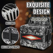 Accordions 31 Key 12 Bass Diatonic G/C/F w Case Strap Gloves Cloth (Gray)