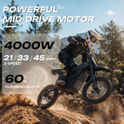 Upgoing D60 Electric Dirt Bike for Teens & Adults, 4000W, 45 MPH