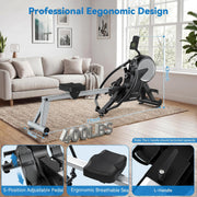 8-Level Foldable Magnetic Rowing Machine, LCD Monitor, Standard Seat, Black, 265 lb Capacity