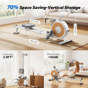 16-Level Dual-Rail Magnetic Rowing Machine, Advanced LCD Monitor, Wide Seat, Black, 250 lb Capacity
