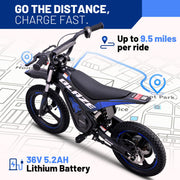 HP01E 36V 750W Peak Electric Dirt Bike Motorcycle for Kids Aged 4-8