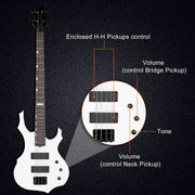 Electric Bass Guitar Full Size Flame Design Bass Guitar Kit (White)