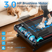 Treadmill with 0-16% Auto Incline, 0.6-7.5MPH Walking Pad Treadmills for Home, 3.0 HP Low Noise Foldable Treadmill with Handle Bar and LED Display, Walking Running Machine, 350LBS Capacity