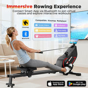 8-Level Foldable Magnetic Rowing Machine, LCD Monitor, Standard Seat, Black, 300 lb Capacity 274