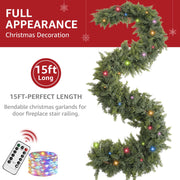 Cedar Christmas Garland with Lights for Mantle - Decorations 15ft Realistic Lighted Faux Pine Garlands for Xmas Home Decoration Indoor Stairs Railing Fireplace Outdoor 15 ft Prelit Garland Door Decor