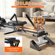 8-Level Foldable Magnetic Rowing Machine, LCD Monitor, Standard Seat, Black, 250 lb Capacity