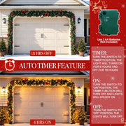 2 PCS Prelit Christmas Garland with 100 Lights Total 18 Ft Christmas Decor Timer Battery Operated Thick 177 Snowy Tips Red Berry Pinecones Xmas Cedar Garland for Mantle Door Home Indoor Outdoor Decor