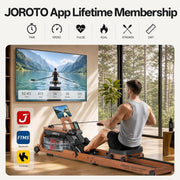 16-Level Scull-Style Magnetic Rowing Machine, App-Ready Monitor, Wide Seat, Charcoal, 300 lb Capacity
