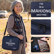 Chinese Mahjong Set, 1.65'' Large Size Tiles, Mahjong Game Set with 144 Green Tiles & Blue Carrying Bag