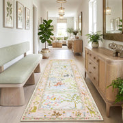 8x10 Washable Rug for Living Room Green Animal Print Large Bedroom Rugs Non Slip Forest Nursery Girls Room Throw Carpet Stain Resistant Whimsical Safari Area Rugs for Home Office, Sage Green