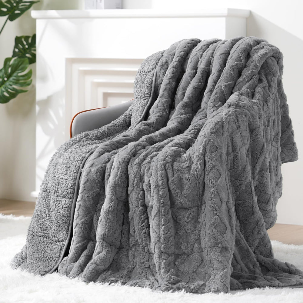 Ultra Soft Sherpa Weighted Blanket for Adults, 60"x80" 15lbs Heavy Blankets Cozy Comfort for Relaxing Nights, Double-Sided Fluffy Sherpa & Fleece, Double Inner Layers-No Bead Bunching, Even Weight