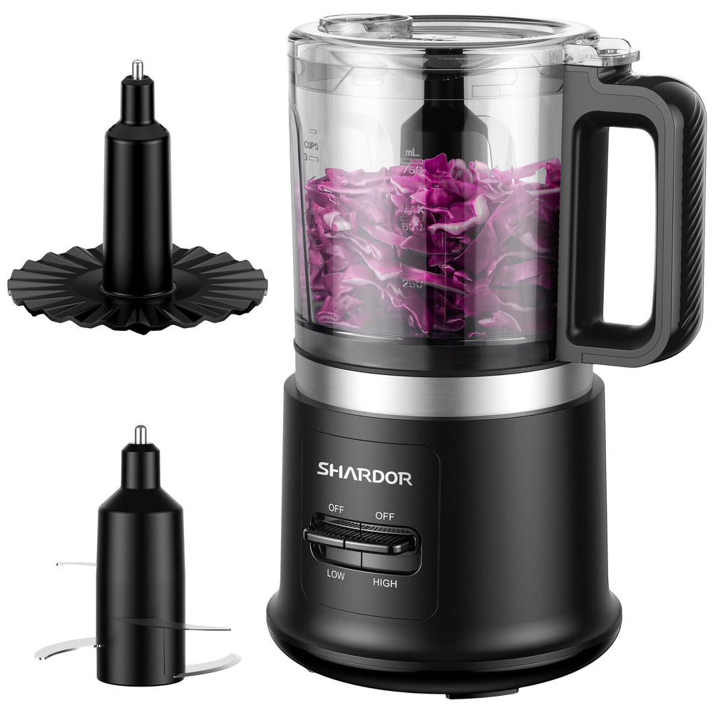 Food Chopper, 4 Cup Mini and Fast Food Processor, Electric Meat Grinder with 2 Speed, 4 Stainless Steel Blades, and Whisk, 400W Power for Chopping, Mixing, Emulsifying, Puree and Whisking, BPA-Free