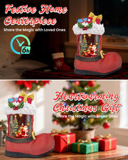 Large Christmas Snow Globes Light up Snowglobes Christmas Lantern with 8 Songs, 9.65" Red Boot Christmas Snow Globe for Kids Adults, 6H Timer & Dual Power, Lighted Christmas Decorations Indoor Gifts
