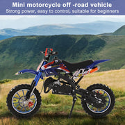 49cc 2-Stroke Kids Dirt Bike, Gas Power Motocross, Off Road Mini Motorcycle, Children Pocket Motorbike with Front Rear Disc Brakes, Pull Start Trail Bike,Up to 25MPH (Blue)