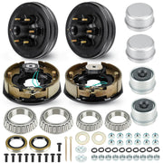 Trailer Axle Electric Brake Kit, 6-Hole, 5.5" Bolt Circle Brake Drum with 12" x 2" Self Adjusting Electric Brakes for 5200lb-6000lb Axles, Replace 12”Brake Hub Drum(A Pair)