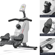 16-Level Scull-Style Magnetic Rowing Machine, App-Ready Monitor, Standard Seat, Gray, 330 lb Capacity