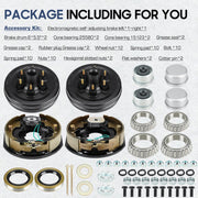 Trailer Axle Electric Brake Kit, 6-Hole, 5.5" Bolt Circle Brake Drum with 12" x 2" Self Adjusting Electric Brakes for 5200lb-6000lb Axles, Replace 12”Brake Hub Drum(A Pair)